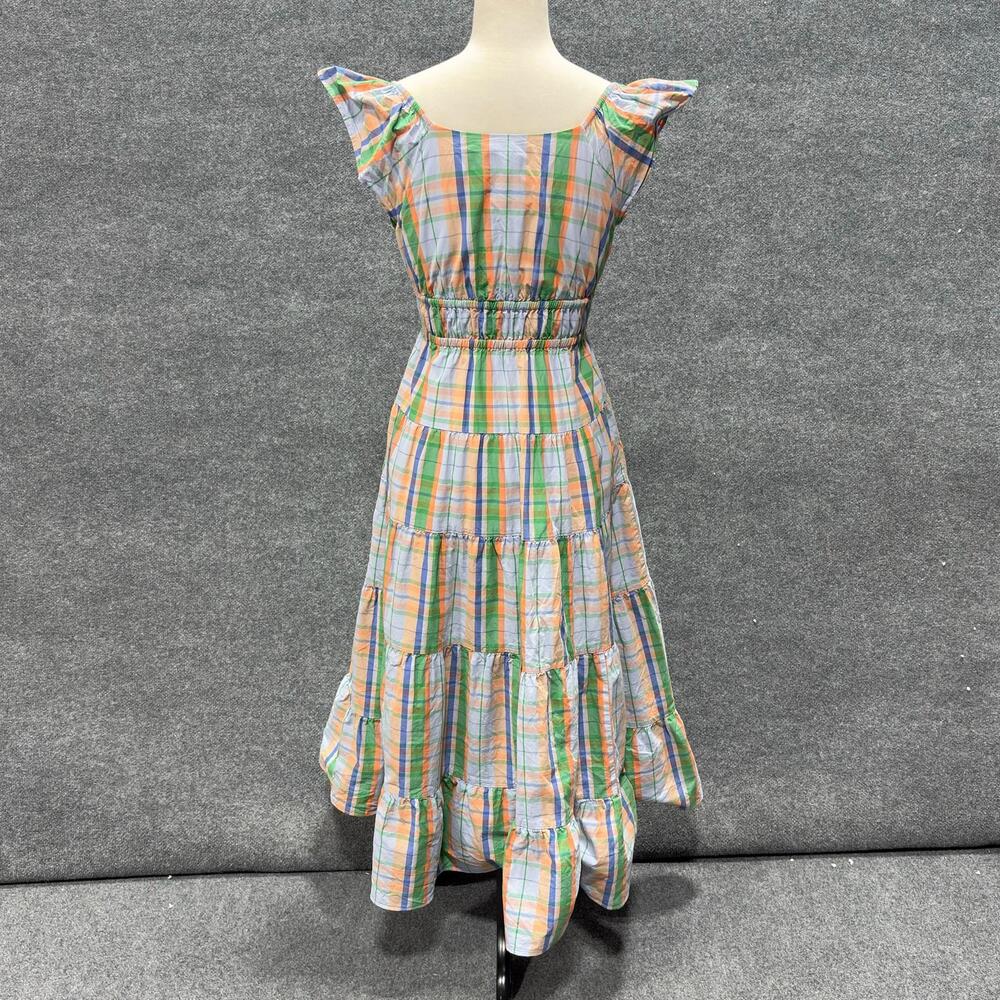 Kate Spade New York Dress Womens XS Blue Multicolor Plaid Flutter Maxi Sundress - Picture 2 of 15